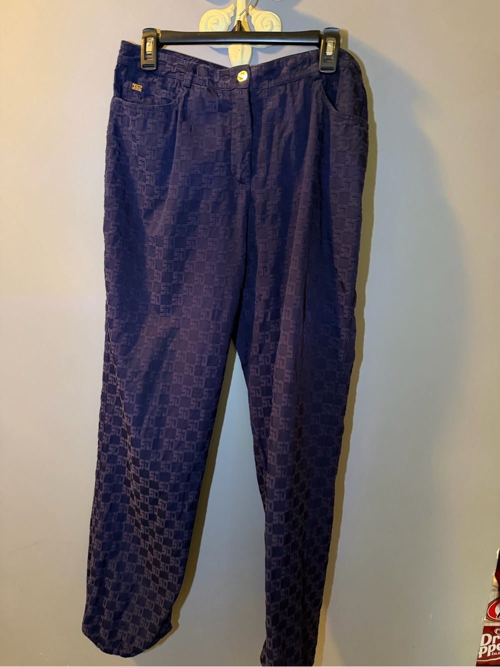 St John Women's Straight-Leg Textured Pants in Navy